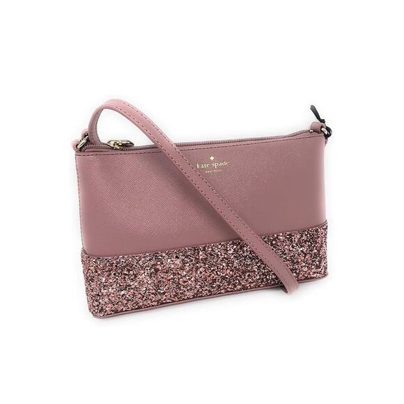 Kate Spade Ramey Greta Court Glitter Saffiano Leather Crossbody Purse - Picture 1 of 8